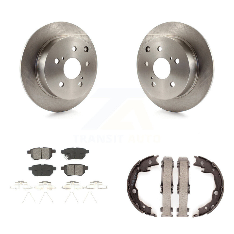 Rear Disc Rotors Semi-Metallic Pads & Parking Brake Shoes Kit For 2010 Toyota Matrix XRS K8S-104372