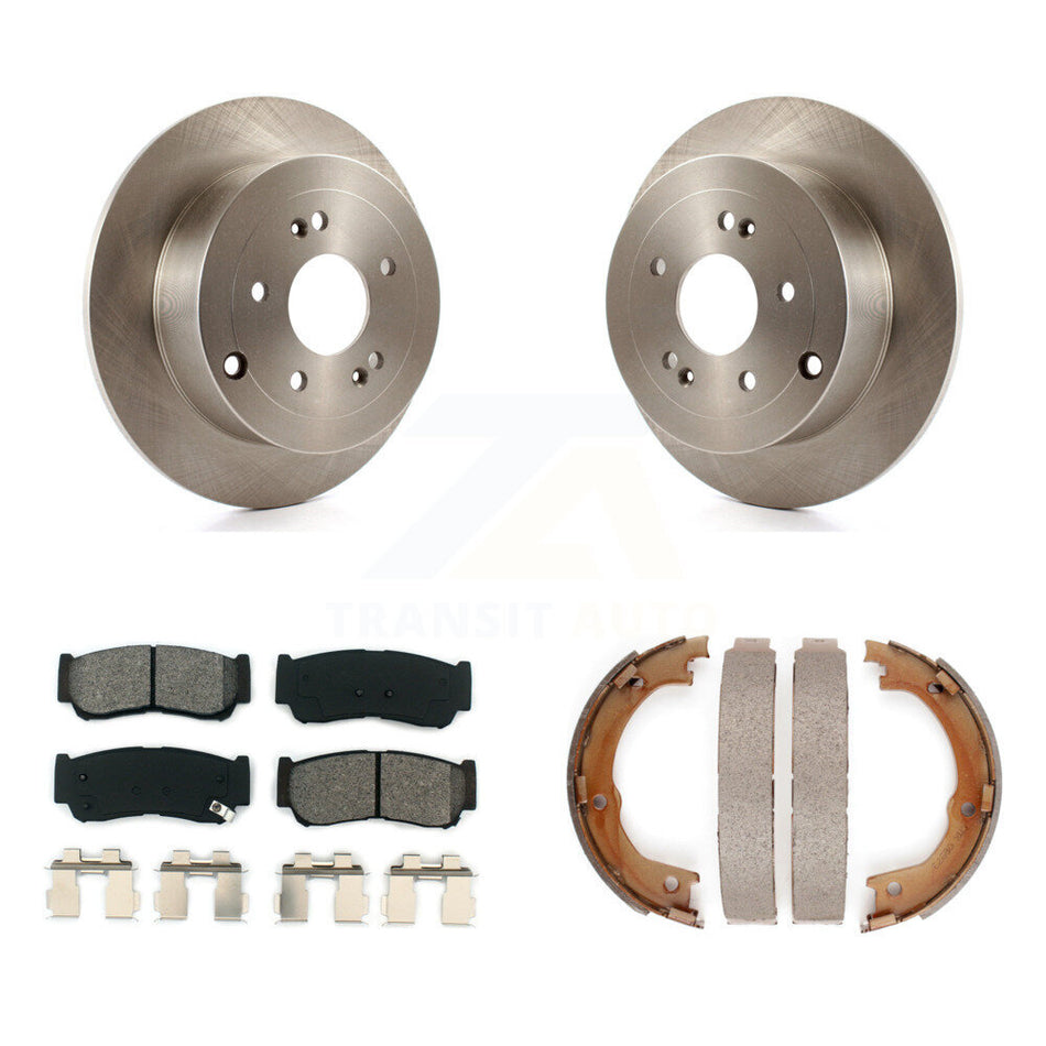Rear Disc Rotors Semi-Metallic Pads And Parking Shoes Kit For 2007-2009 Hyundai Santa Fe K8S-104375