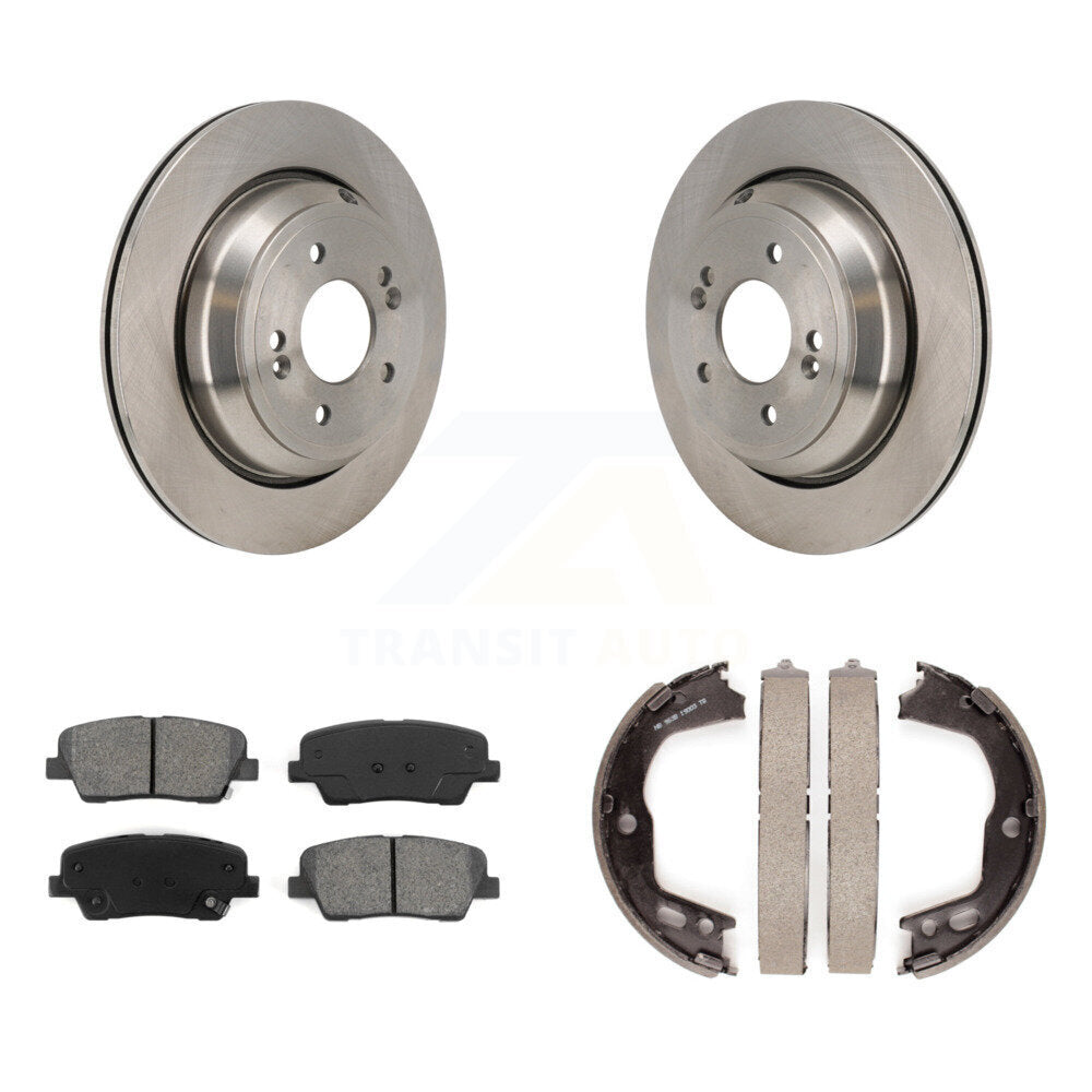 Rear Disc Rotors Semi-Metallic Pads & Parking Brake Shoes Kit For 2011-2013 Hyundai Equus K8S-104378