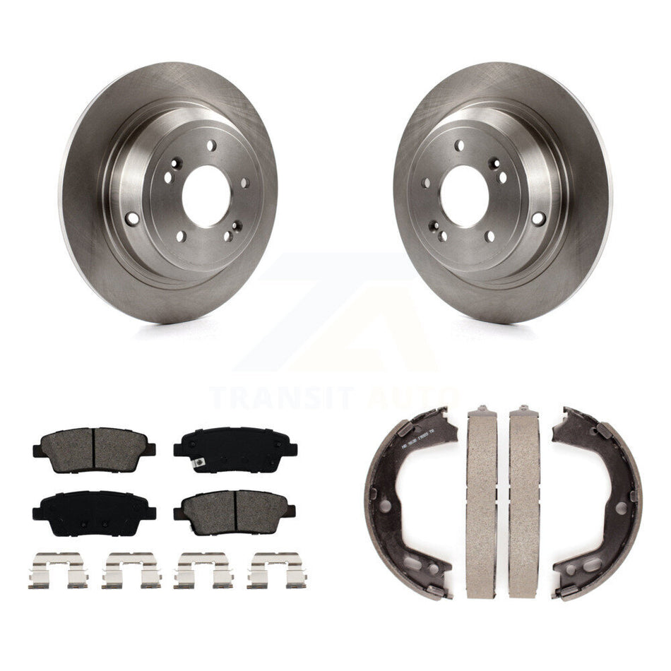 Rear Disc Rotors Semi-Metallic Pads And Parking Brake Shoes Kit For Hyundai Genesis K8S-104379