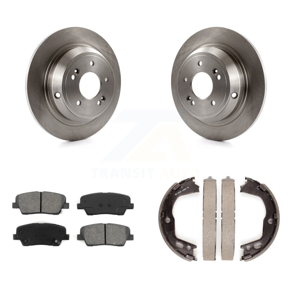 Rear Disc Rotors Semi-Metallic Pads And Parking Brake Shoes Kit For Hyundai Genesis K8S-104382