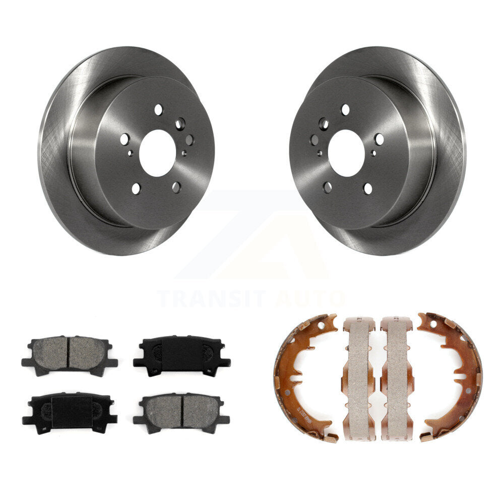 Rear Disc Rotors Semi-Metallic Pads & Parking Shoes Kit For Lexus RX350 Toyota Highlander K8S-104387