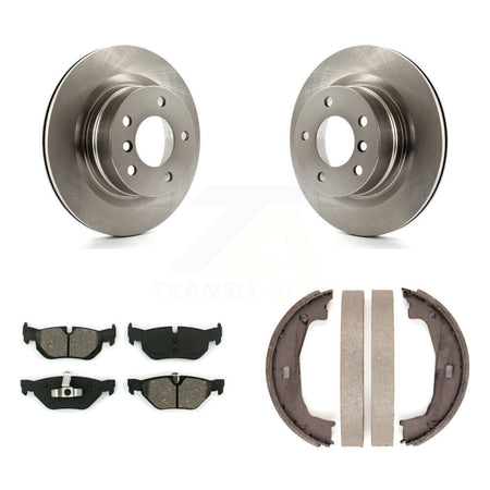 Rear Disc Rotors Semi-Metallic Pads And Parking Brake Shoes Kit For 2008-2013 BMW 128i K8S-104388