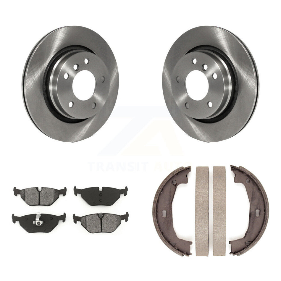 Rear Disc Rotors Semi-Metallic Pads Parking Shoes Kit For BMW 325i 325Ci 323Ci 323i 328Ci K8S-104389
