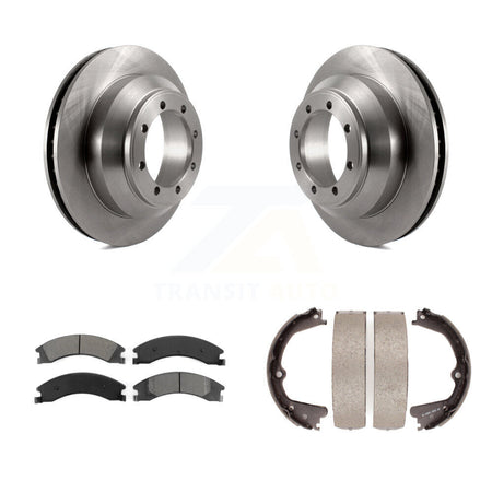 Rear Disc Rotors Semi-Metallic Pads And Parking Brake Shoes Kit For Ford E-350 Super Duty K8S-104394