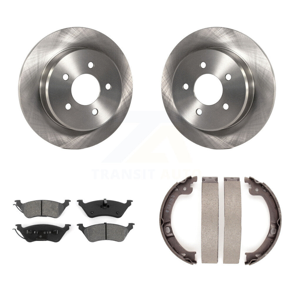 Rear Disc Rotors Semi-Metallic Pads Parking Shoes Kit For Dodge Grand Caravan Chrysler & K8S-104398