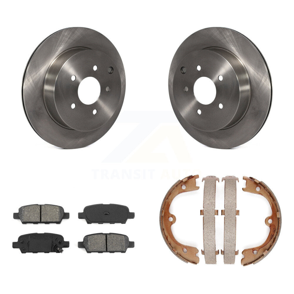 Rear Disc Rotors Semi-Metallic Pads Parking Shoes Kit For INFINITI FX35 Nissan Quest FX45 K8S-104399