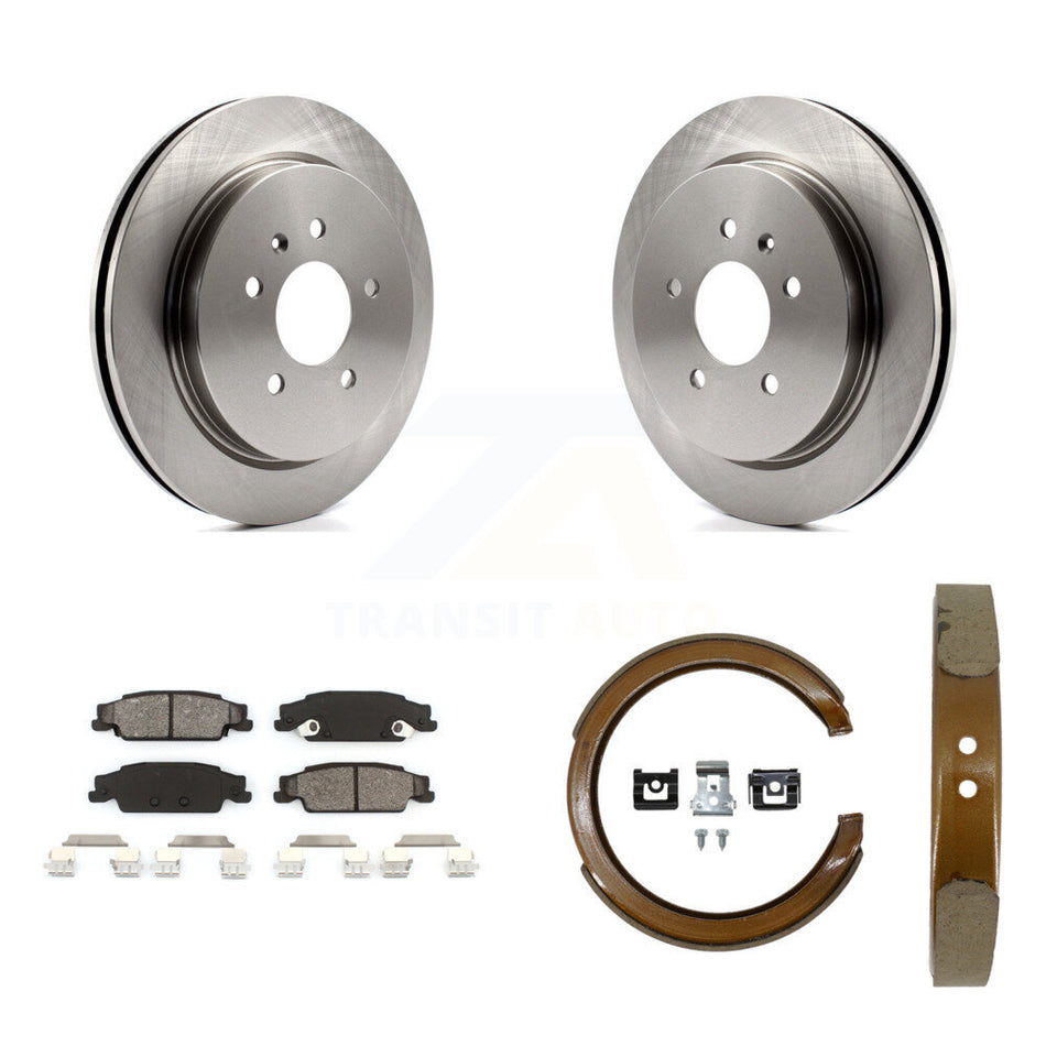 Rear Disc Rotors Semi-Metallic Pads And Parking Brake Shoes Kit For Cadillac CTS STS K8S-104401