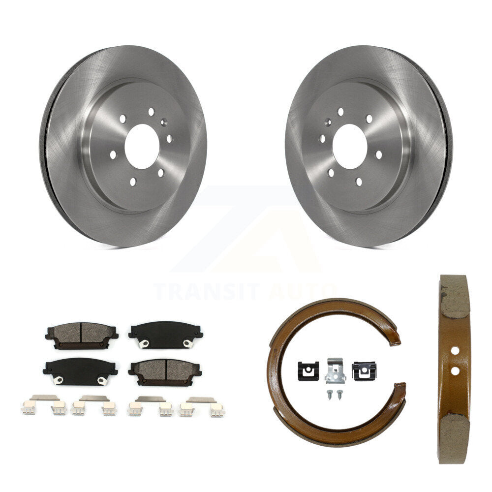 Rear Disc Rotors Semi-Metallic Pads And Parking Brake Shoes Kit For Cadillac SRX K8S-104402