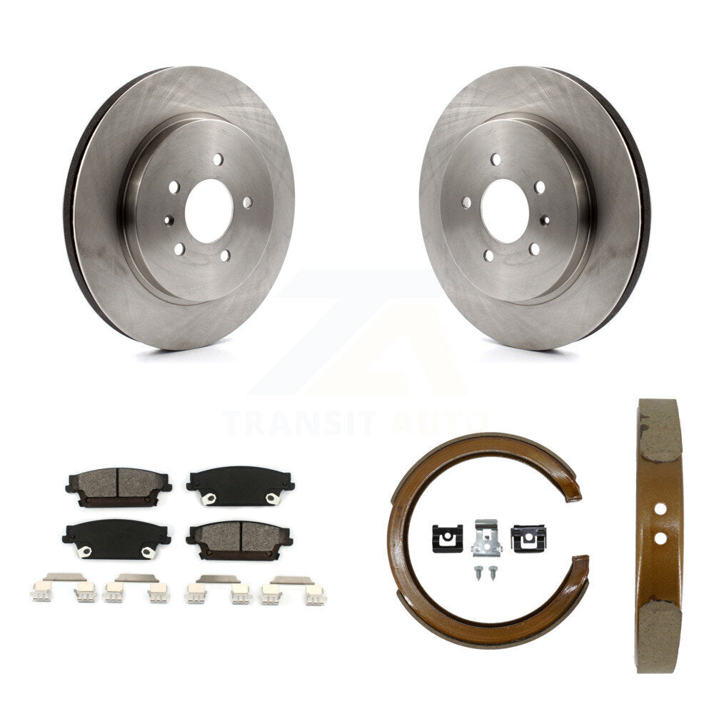 Rear Disc Rotors Semi-Metallic Pads And Parking Brake Shoes Kit For Cadillac CTS STS K8S-104404