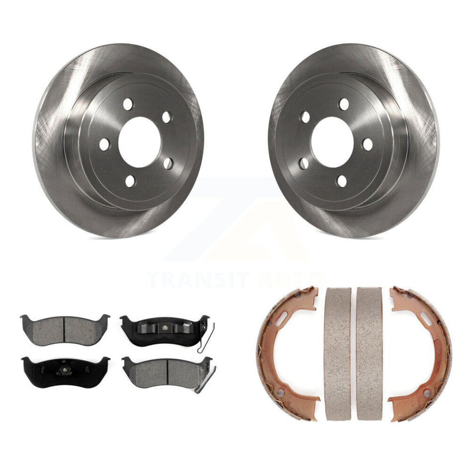 Rear Disc Rotors Semi-Metallic Pads Parking Brake Shoes Kit For Jeep Liberty Wrangler TJ K8S-104406
