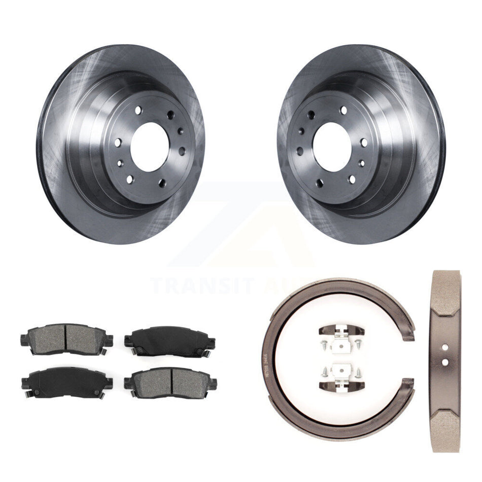 Rear Disc Rotors Semi-Metallic Pads Parking Shoes Kit For Chevrolet GMC Trailblazer Envoy K8S-104409