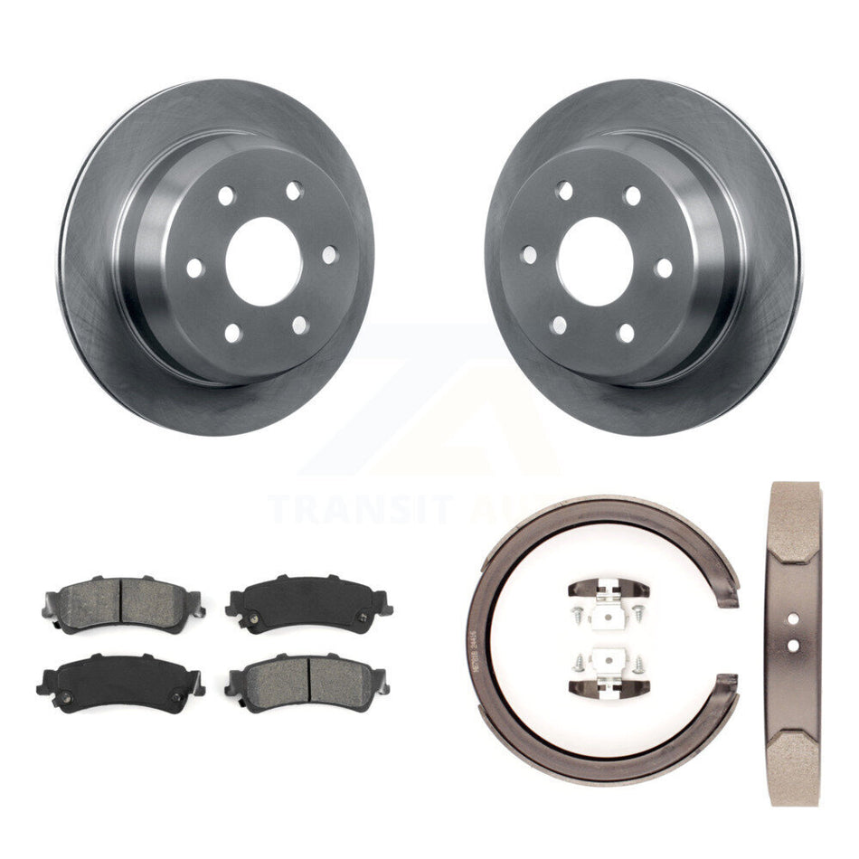 Rear Disc Rotors Semi-Metallic Pads Parking Shoes Kit For Chevrolet GMC Silverado 1500 XL K8S-104411