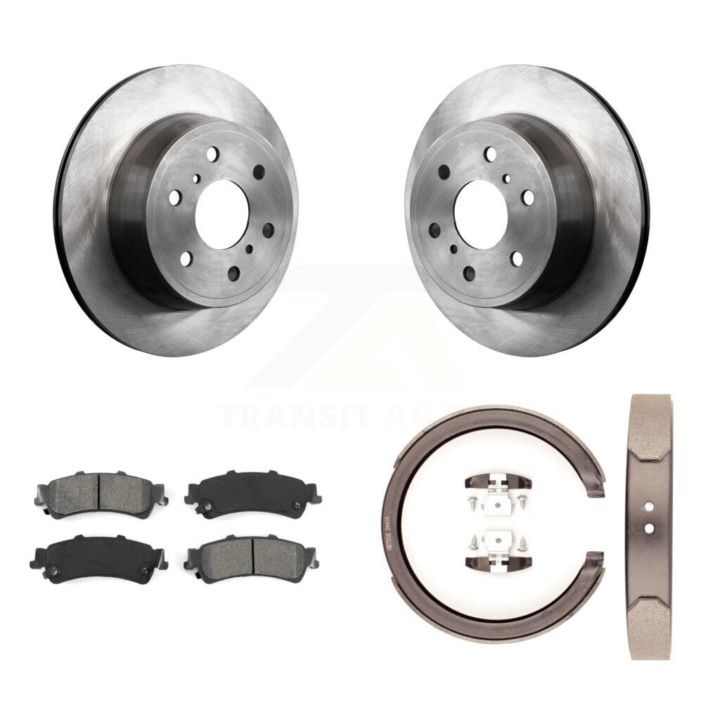 Rear Disc Rotors Semi-Metallic Pads & Parking Brake Shoes Kit For GMC Sierra 1500 Classic K8S-104412