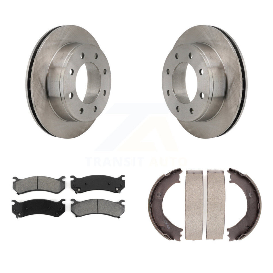 Rear Disc Rotors Semi-Metallic Pads Parking Shoes Kit For Chevrolet Silverado 2500 HD GMC K8S-104414