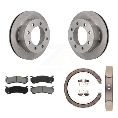 Rear Disc Rotors Semi-Metallic Pads Parking Brake Shoes Kit For GMC Sierra 2500 Yukon XL K8S-104417