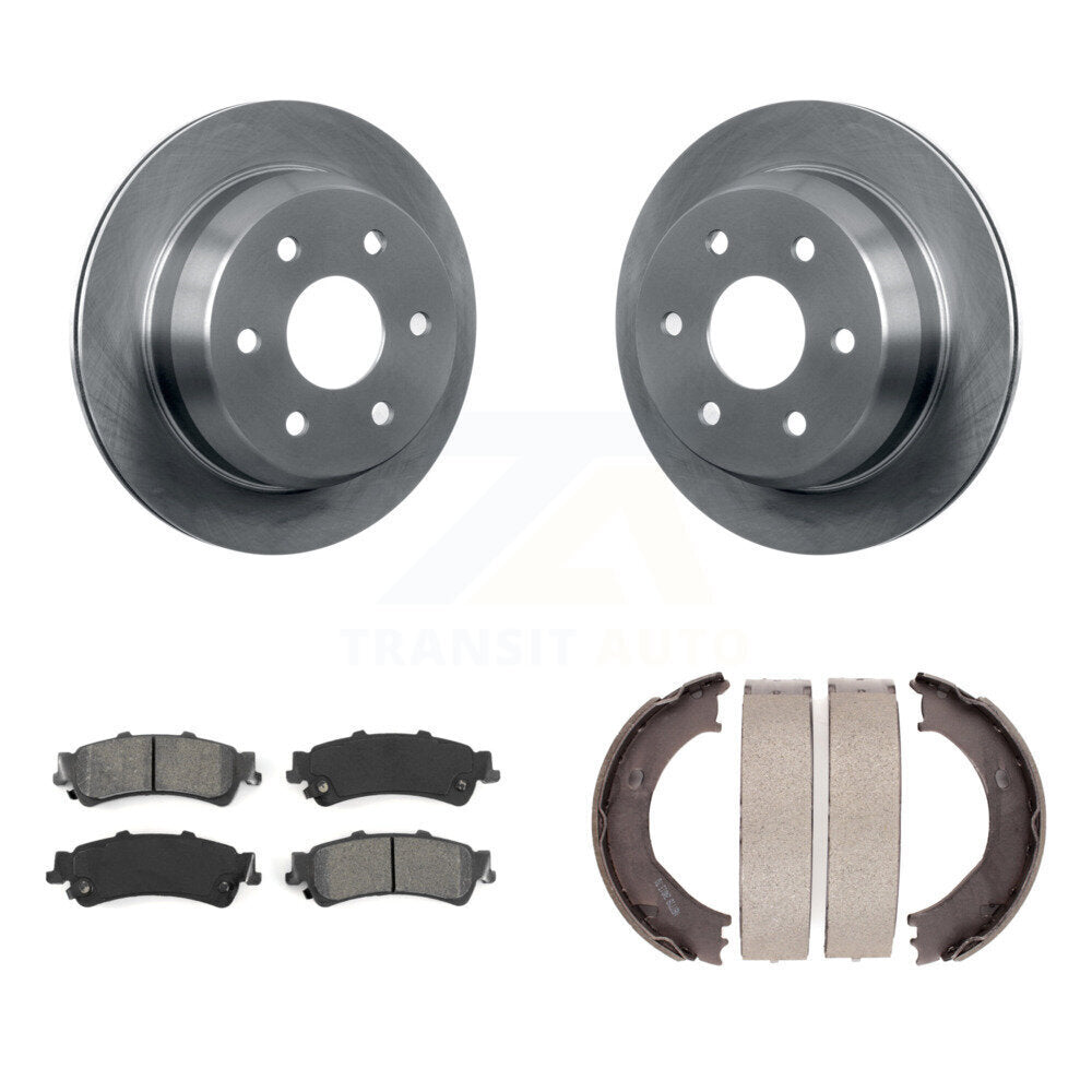 Rear Disc Rotors Semi-Metallic Pads & Parking Shoes Kit For Chevrolet Silverado 1500 GMC K8S-104420