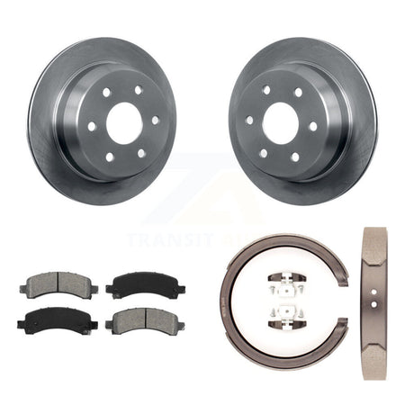 Rear Disc Rotors Semi-Metallic Pads & Parking Shoes Kit For 2002 Chevrolet Avalanche 1500 K8S-104421