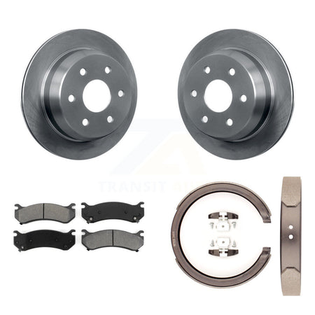 Rear Disc Rotors Semi-Metallic Pads & Parking Brake Shoes Kit For Chevrolet Suburban 2500 K8S-104423