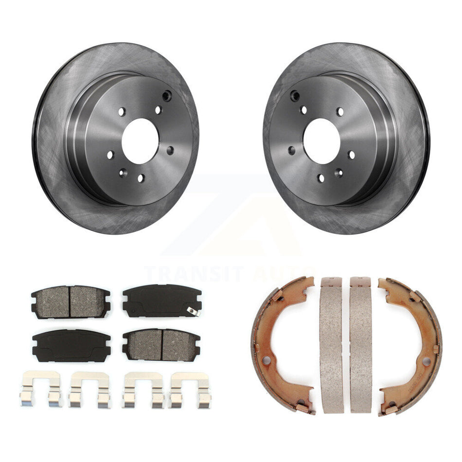 Rear Disc Rotors Semi-Metallic Pads & Parking Shoes Kit For Chevrolet Equinox Pontiac Vue K8S-104425