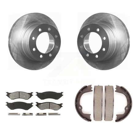 Rear Disc Rotors Semi-Metallic Pads And Parking Brake Shoes Kit For Dodge Ram 1500 K8S-104431