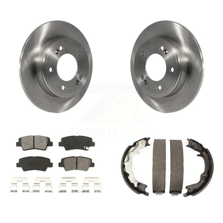 Rear Disc Rotors Semi-Metallic Pads And Parking Brake Shoes Kit For 2014 Kia Forte Koup K8S-104439