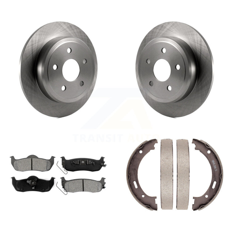 Rear Disc Rotors Semi-Metallic Pads & Parking Shoes Kit For Jeep Grand Cherokee Commander K8S-104441