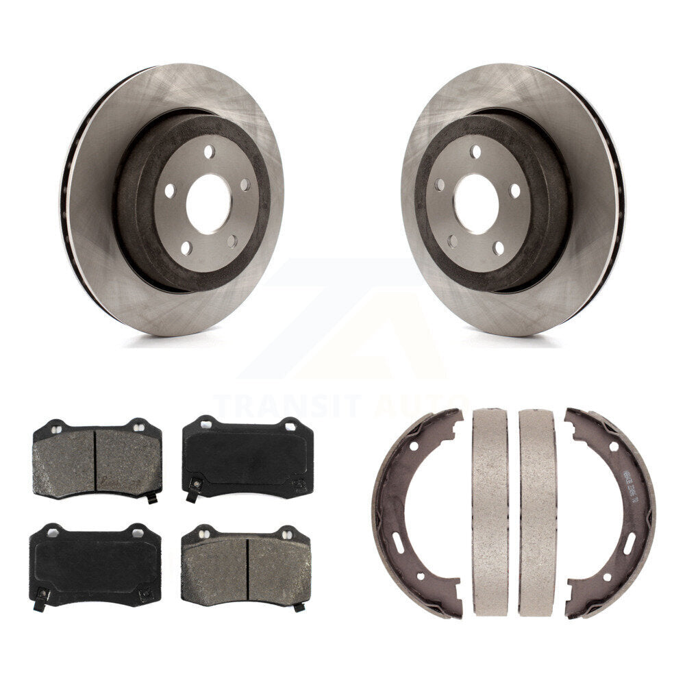 Rear Disc Rotors Semi-Metallic Pads Parking Shoes Kit For 06-10 Jeep Grand Cherokee SRT8 K8S-104442