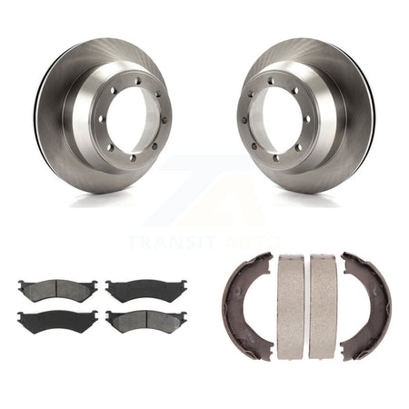 Rear Disc Rotors Semi-Metallic Pads Parking Shoes Kit For Ford E-350 Super Duty Econoline K8S-104445