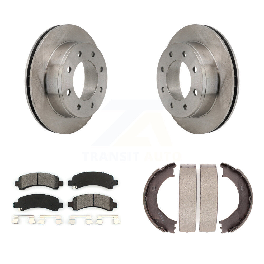 Rear Disc Rotors Semi-Metallic Pads And Parking Shoes Kit For Chevrolet Express 2500 GMC K8S-104448