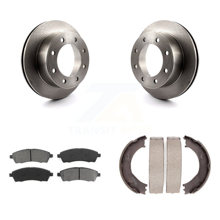 Rear Disc Rotors Semi-Metallic Pads And Parking Shoes Kit For Ford F-350 Super Duty F-250 K8S-104453