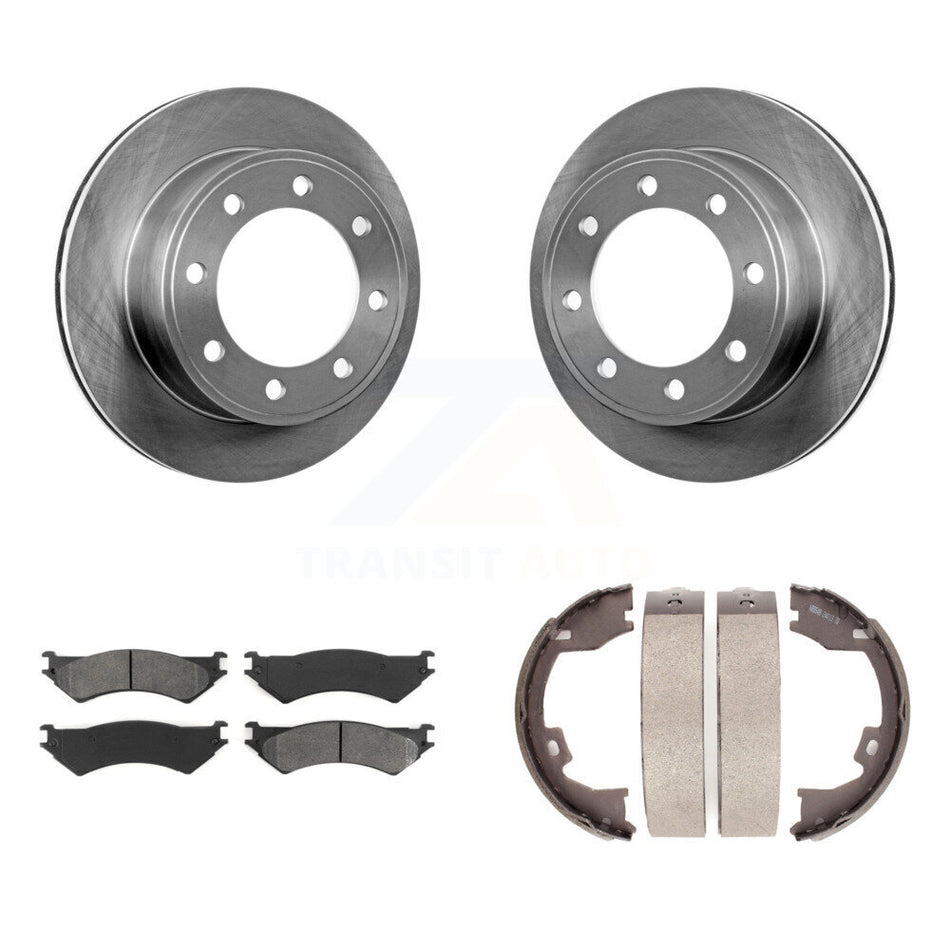Rear Disc Rotors Semi-Metallic Pads And Parking Shoes Kit For Ford E-350 Super Duty E-250 K8S-104455