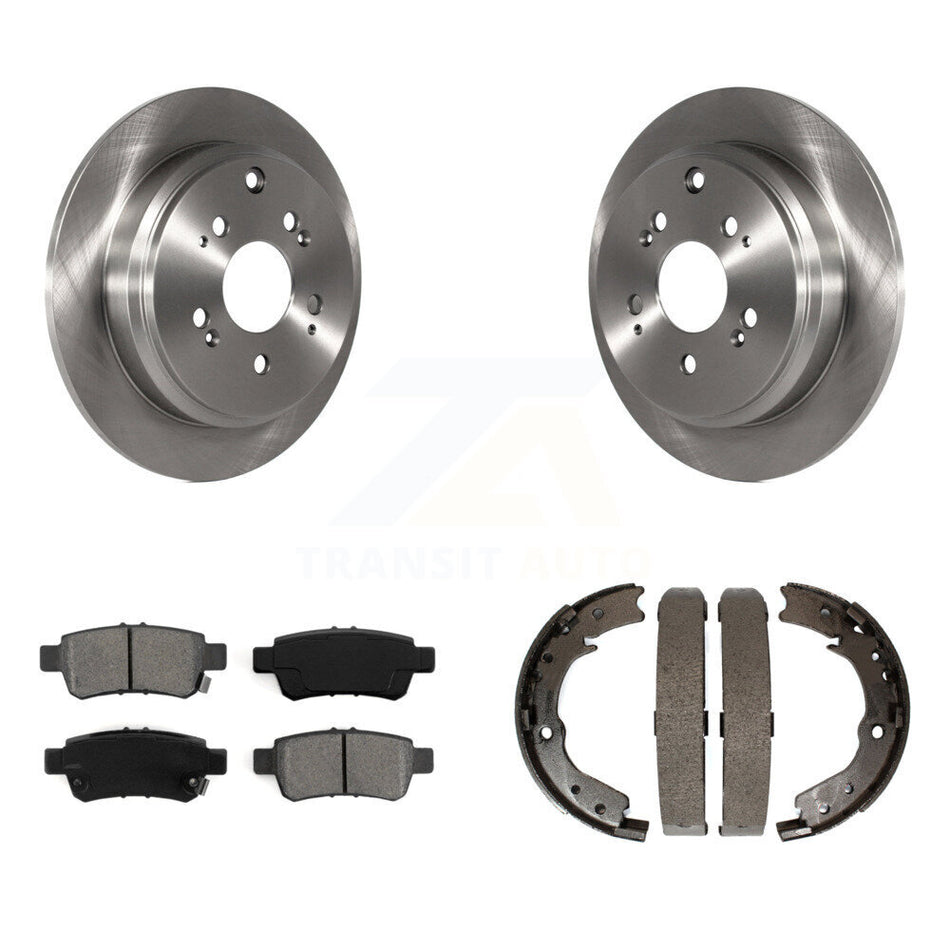 Rear Disc Rotors Semi-Metallic Pads & Parking Brake Shoes Kit For 2005-2010 Honda Odyssey K8S-104461