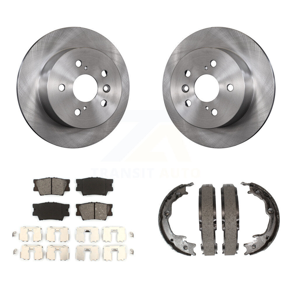 Rear Disc Rotors Semi-Metallic Pads Parking Shoes Kit For Toyota Camry Lexus ES350 Avalon K8S-104462
