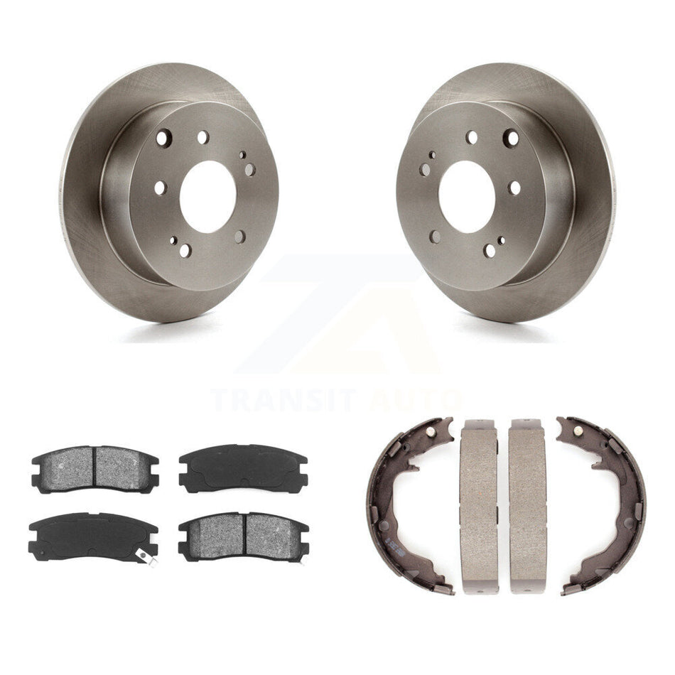 Rear Disc Rotors Semi-Metallic Pads Parking Brake Shoes Kit For Mitsubishi Eclipse Galant K8S-104465