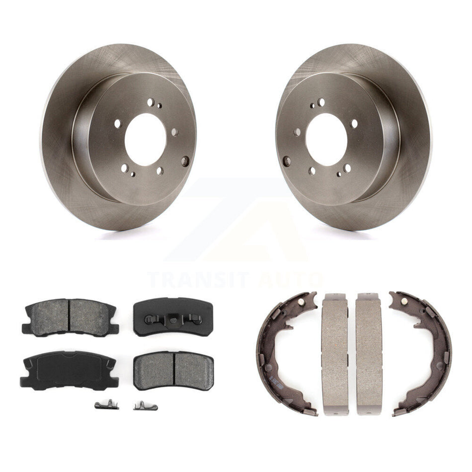 Rear Disc Rotors Semi-Metallic Pads And Parking Brake Shoes Kit For Mitsubishi Outlander K8S-104468