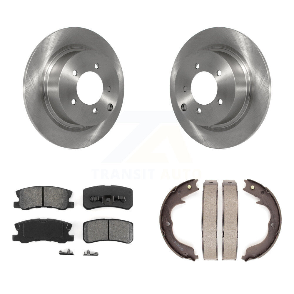Rear Disc Rotors Semi-Metallic Pads Parking Shoes Kit For 2008 Mitsubishi Outlander 2.4L K8S-104469