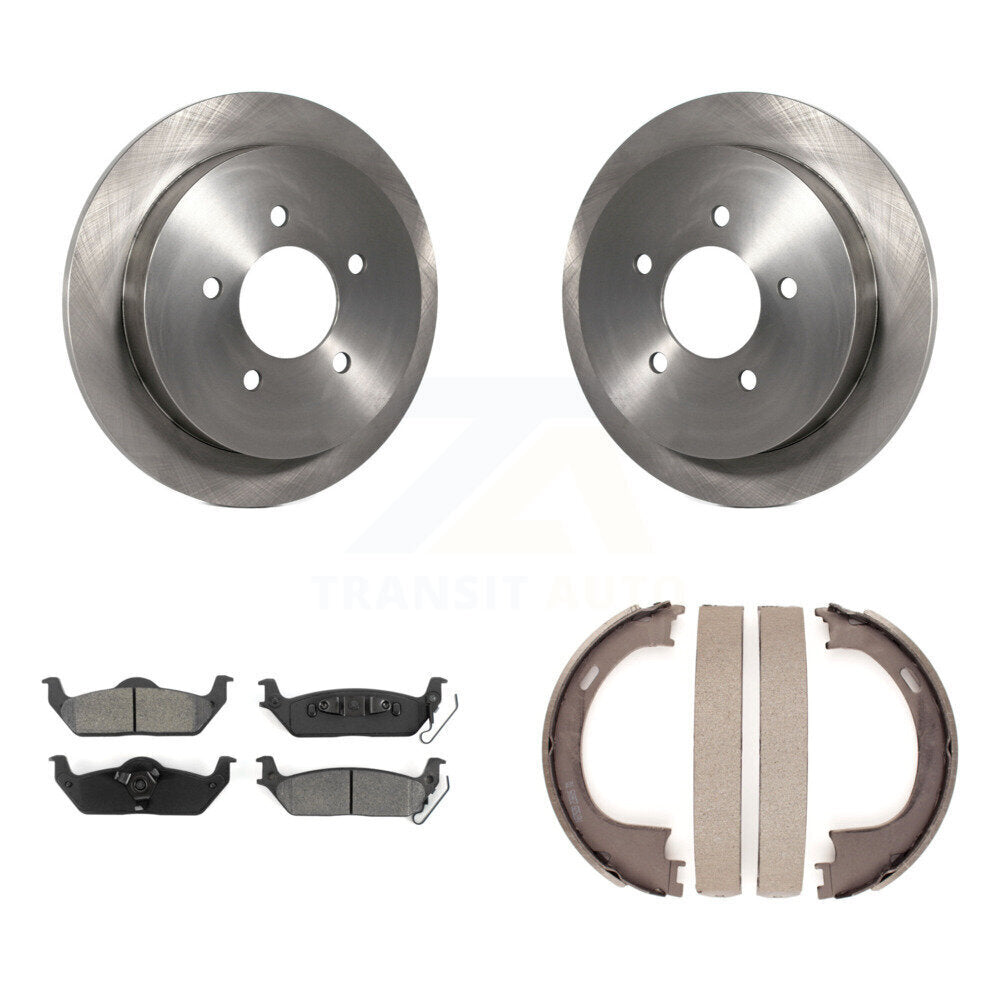 Rear Disc Rotors Semi-Metallic Pads And Parking Brake Shoes Kit For Ford F-150 K8S-104472
