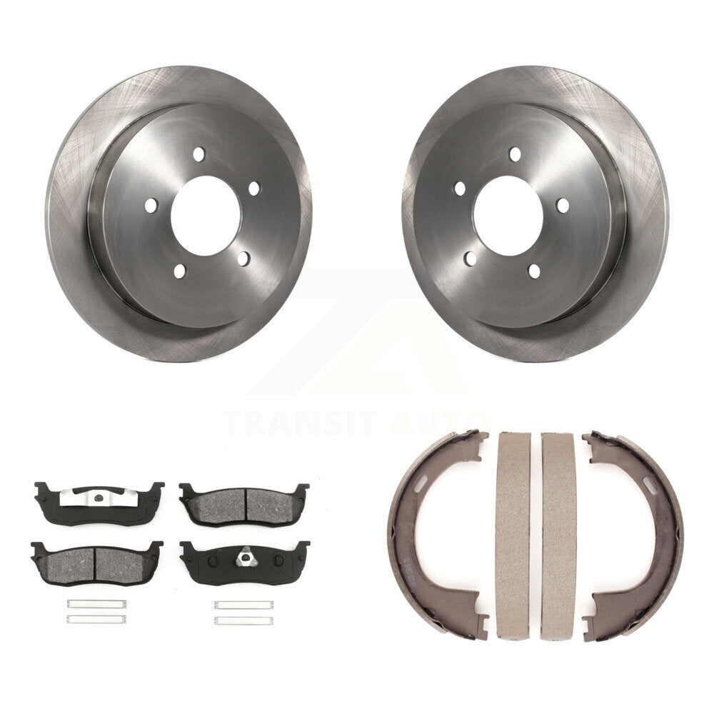 Rear Disc Rotors Semi-Metallic Pads Parking Shoes Kit For Ford F-150 Heritage Expedition K8S-104475