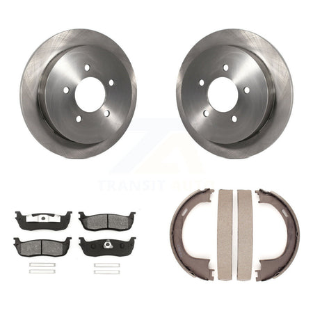Rear Disc Rotors Semi-Metallic Pads Parking Shoes Kit For Ford F-150 Heritage Expedition K8S-104475