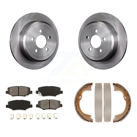 Rear Disc Rotors Semi-Metallic Pads Parking Brake Shoes Kit For Jeep Liberty Dodge Nitro K8S-104491