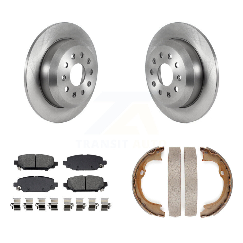 Rear Disc Rotors Semi-Metallic Pads & Parking Shoes Kit For 2018-2020 Jeep Wrangler Sport K8S-104494