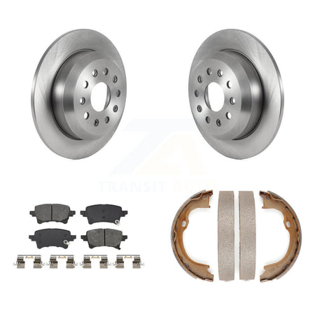 Rear Disc Rotors Semi-Metallic Pads And Parking Brake Shoes Kit For Jeep Wrangler K8S-104496