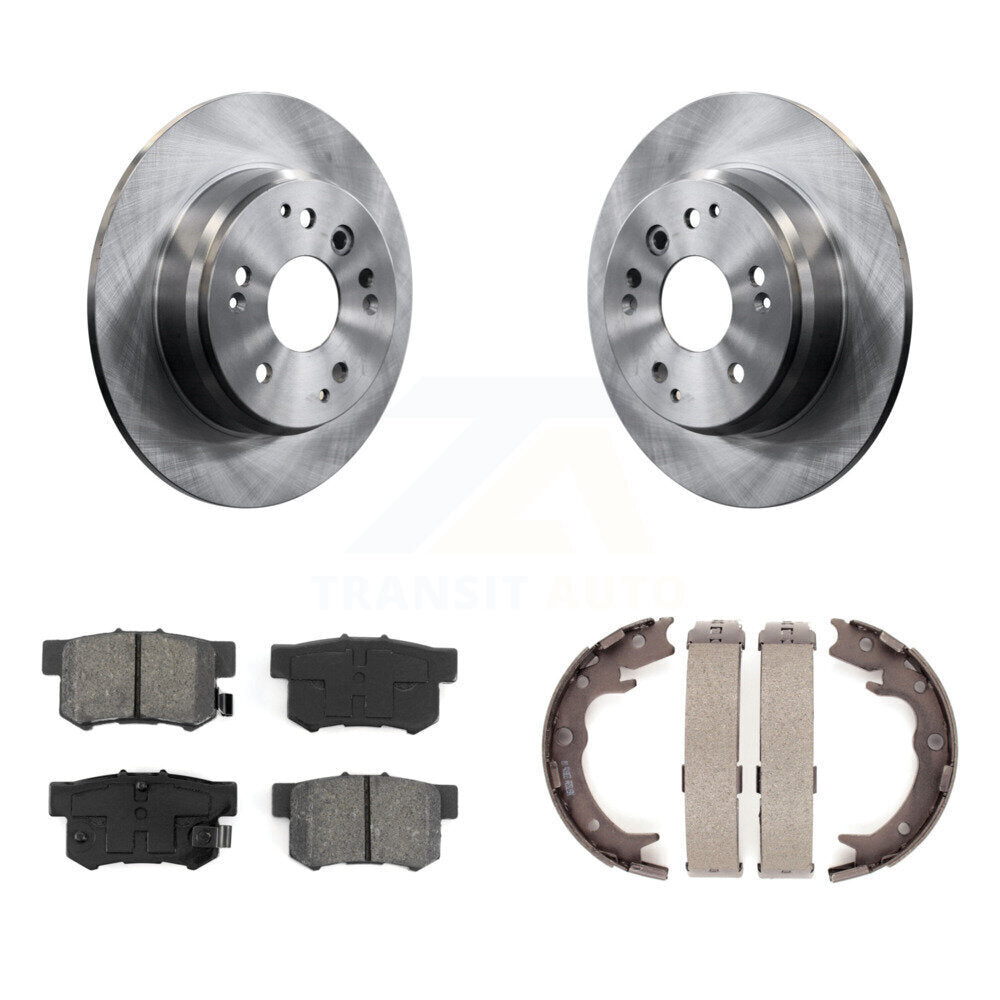 Rear Disc Rotors Semi-Metallic Pads & Parking Brake Shoes Kit For Acura TL Honda Element K8S-104497