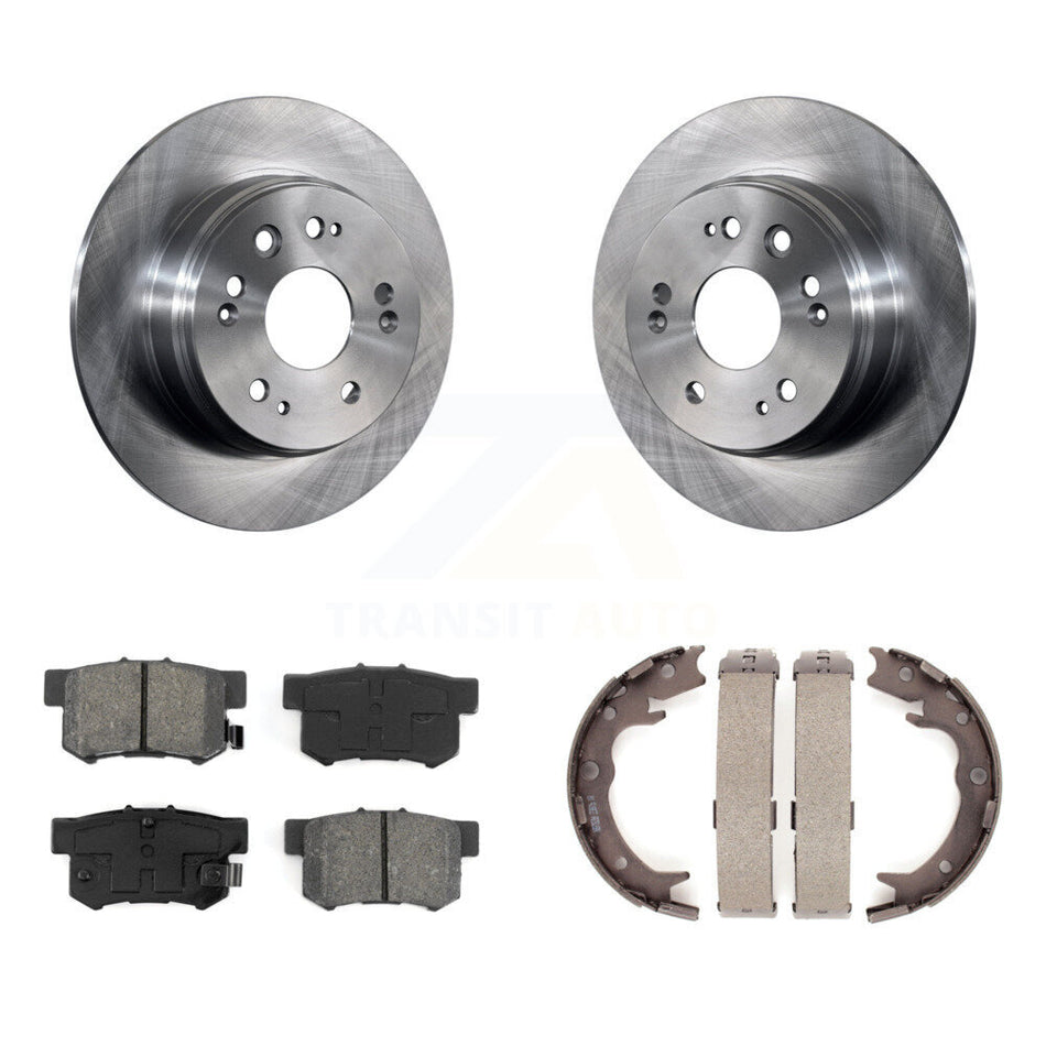 Rear Disc Rotors Semi-Metallic Pads And Parking Brake Shoes Kit For 2002-2004 Honda CR-V K8S-104498