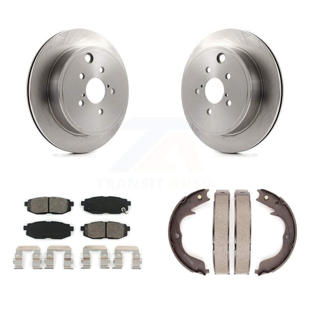 Rear Disc Rotors Semi-Metallic Pads And Parking Brake Shoes Kit For Subaru Outback Legacy K8S-104508