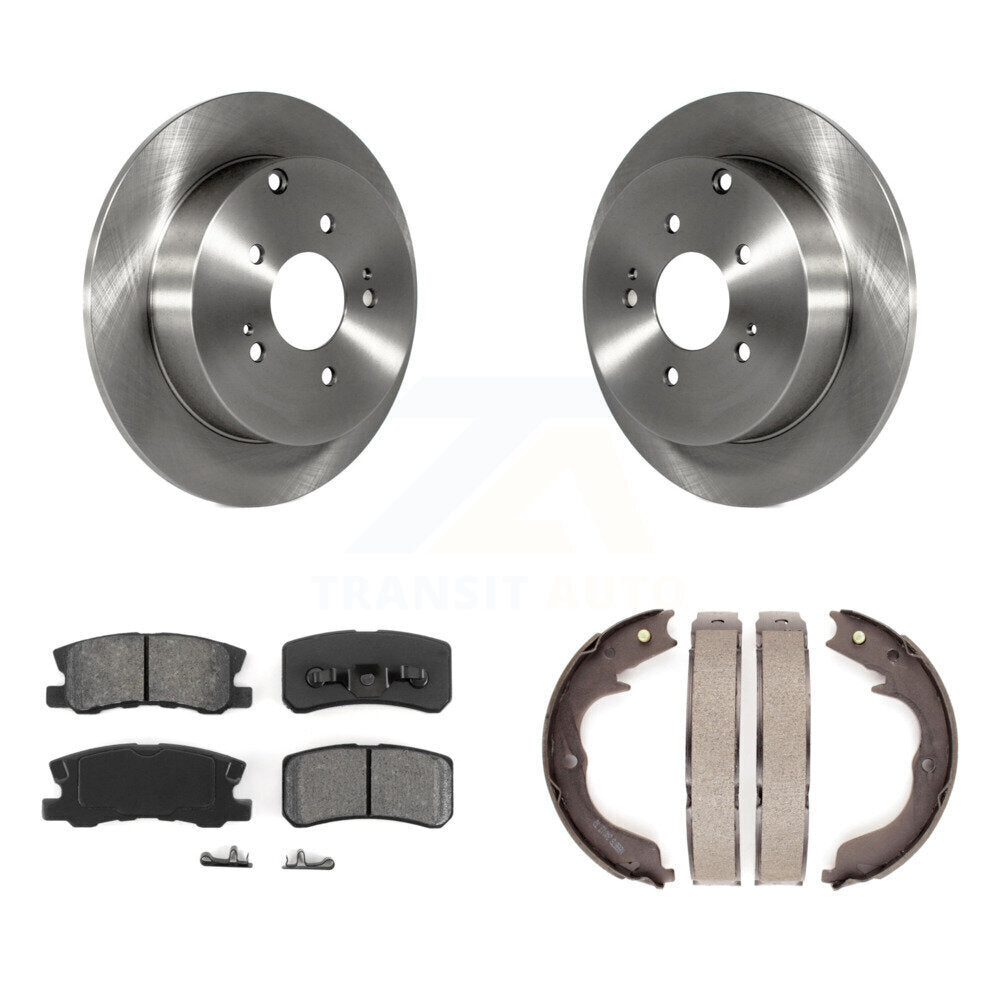 Rear Disc Rotors Semi-Metallic Pads And Parking Brake Shoes Kit For Mitsubishi Endeavor K8S-104509