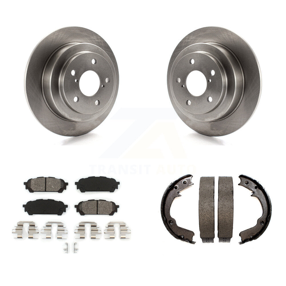 Rear Disc Rotors Semi-Metallic Pads & Parking Shoes Kit For Subaru Impreza Forester Saab K8S-104510
