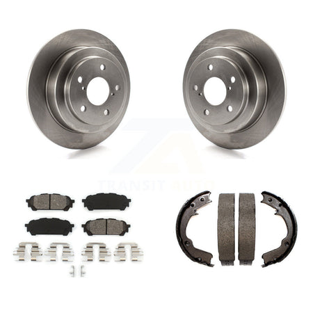 Rear Disc Rotors Semi-Metallic Pads & Parking Shoes Kit For Subaru Impreza Forester Saab K8S-104510