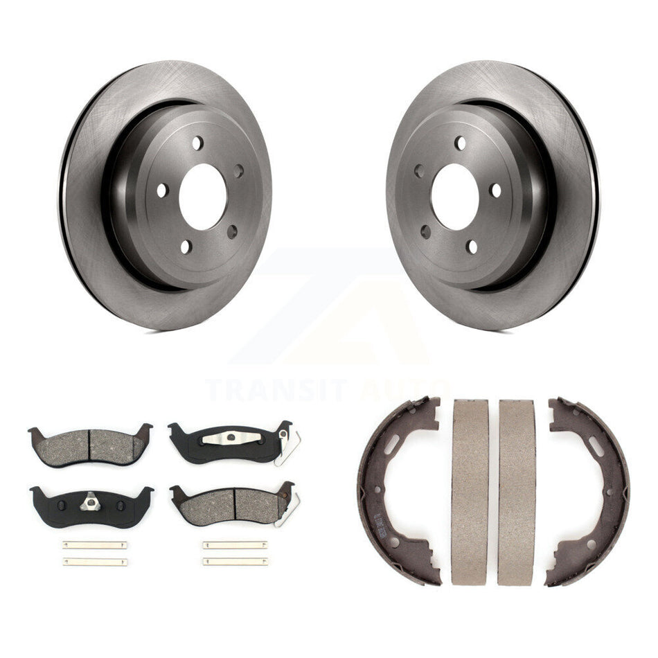 Rear Disc Rotors Semi-Metallic Pads And Parking Shoes Kit For Ford Crown Victoria Mercury K8S-104514